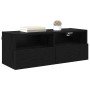 Mueble de TV Montado en la Pared Roble Negro 80 x 30 x 30 cm