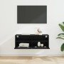 Mueble de TV Montado en la Pared Roble Negro 80 x 30 x 30 cm