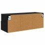Mueble de TV Montado en la Pared Roble Negro 80 x 30 x 30 cm