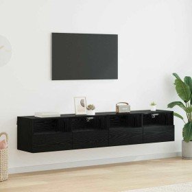 Gabinetes de pared para TV 2 pcs Roble Negro 80 x 30 x 30 cm en Muebles TV | Comprar online en Foro24