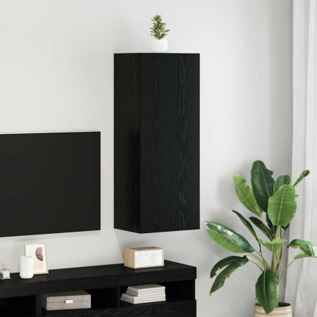 Mueble de TV Montado en la Pared Roble Negro 40,5 x 30 x 102 cm