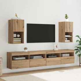 Gabinetes para TV Montados en la Pared 2 pcs Roble artesanal en Muebles TV | Comprar online en Foro24