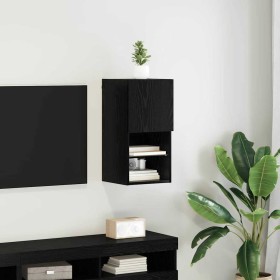 Mueble de TV Montado en la Pared Roble Negro 30,5 x 30 x 60 cm
