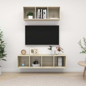 Juego de muebles de salón 2 pzas madera ingeniería roble Sonoma