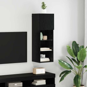 Mueble de TV Montado en la Pared Roble Negro 30,5 x 30 x 90 cm