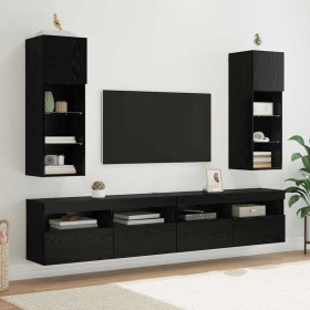 Gabinetes para TV Montados en la Pared 2 pcs Roble Negro