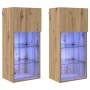 Gabinetes para TV Montados en la Pared 2 pcs Roble artesanal