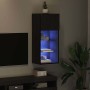 Mueble de TV Montado en la Pared Roble Negro 40,5 x 30 x 90 cm