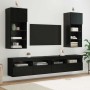 Gabinetes para TV Montados en la Pared 2 pcs Roble Negro