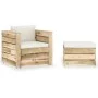 Gartenmöbel 2 Stk. mit grün imprägnierten Holzkissen von vidaXL, Gartensets - Ref: Foro24-3074533, Preis: 173,48 €, Rabatt: %