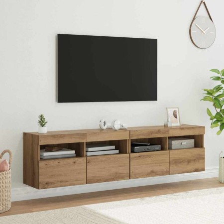 Gabinetes de pared para TV 2 pcs Roble artesanal
