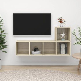 Juego de muebles de salón 2 pzas madera ingeniería roble Sonoma