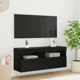 Mueble de TV Montado en la Pared Roble Negro 100 x 30 x 40 cm en Muebles TV | Comprar online en Foro24