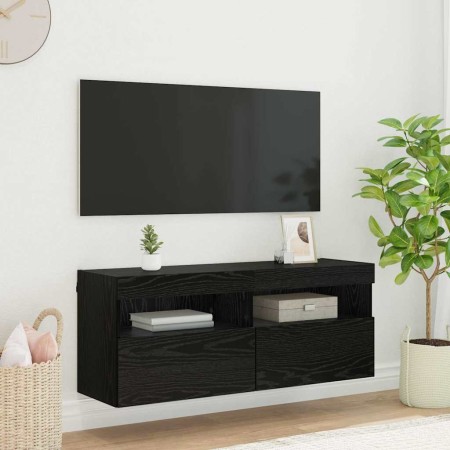 Mueble de TV Montado en la Pared Roble Negro 100 x 30 x 40 cm en Muebles TV | Comprar online en Foro24