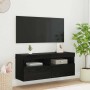 Mueble de TV Montado en la Pared Roble Negro 100 x 30 x 40 cm en Muebles TV | Comprar online en Foro24