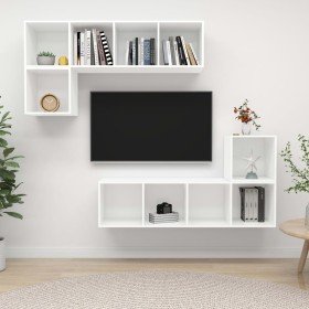 Juego de mueble para TV de 4 piezas madera contrachapada blanco en Muebles TV | Comprar online en Foro24