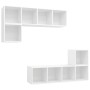 Juego de mueble para TV de 4 piezas madera contrachapada blanco