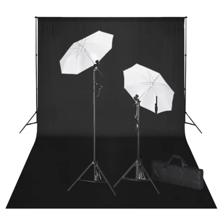 Photo studio kit black backdrop 600x300 cm and lights by vidaXL, Flashes and studio lighting - Ref: Foro24-160179, Price: 145...