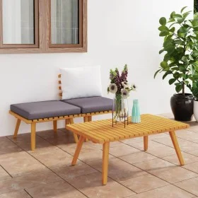 3-piece garden furniture with solid acacia wood cushions by vidaXL, Modular outdoor sofas - Ref: Foro24-316265, Price: 151,37...