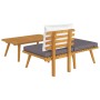 Muebles de jardín 3 piezas con cojines madera maciza de acacia de vidaXL, Sofás modulares de exterior - Ref: Foro24-316265, P...