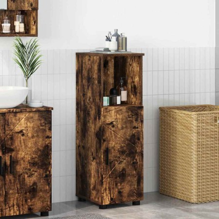 Gabinete de Baño con estante Roble ahumado 30 x 35 x 95 cm