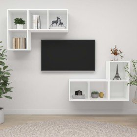 Muebles de pared para TV 4 uds madera contrachapada blanco