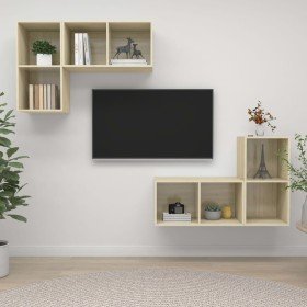 Muebles de salón de pared 4 pzas madera ingeniería roble Sonoma en Muebles TV | Comprar online en Foro24