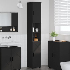 Gabinete de Baño con almacenamiento Negro 30 x 35 x 192 cm en Tocadores de baño | Comprar online en Foro24