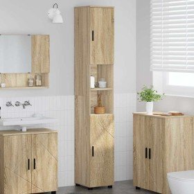 Gabinete de Baño con puerta Roble Sonoma 30 x 35 x 192 cm en Tocadores de baño | Comprar online en Foro24