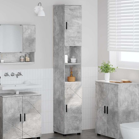 Mueble de baño alto con puerta Gris hormigón 30 x 35 x 192 cm