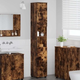 Mueble de baño alto con puerta Roble ahumado 30 x 35 x 192 cm