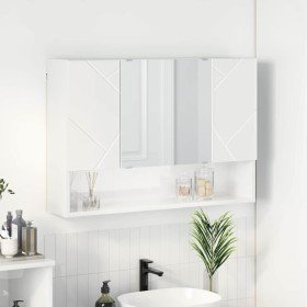 Armario con espejo de baño Blanco brillante 80 x 17 x 55 cm en Tocadores de baño | Comprar online en Foro24