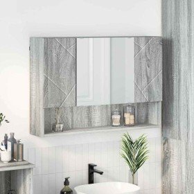 Armario con espejo de baño Gris sonoma 80 x 17 x 55 cm en Tocadores de baño | Comprar online en Foro24