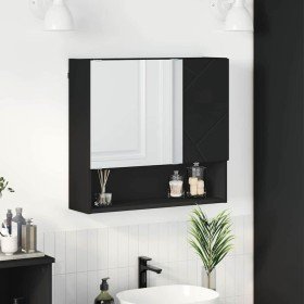 Armario de espejo Negro 59 x 17 x 55 cm Madera contrachapada en Tocadores de baño | Comprar online en Foro24