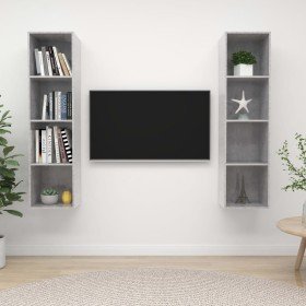 Muebles de salón de pared 2 pzs madera ingeniería gris hormigón