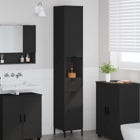 Mueble de baño alto con cajón Negro 31.5 x 33 x 190 cm