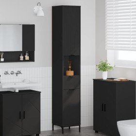 Mueble de baño alto con cajón Negro 31.5 x 33 x 190 cm