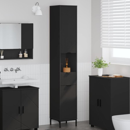 Mueble de baño alto con cajón Negro 31.5 x 33 x 190 cm
