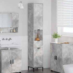 Gabinete de Baño con cajón Gris Concreto 31,5 x 33 x 190 cm en Tocadores de baño | Comprar online en Foro24