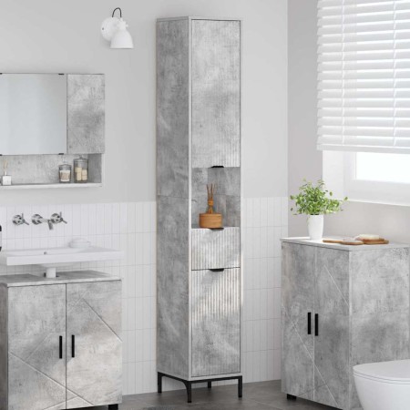 Mueble de baño alto con cajón Gris hormigón 31.5 x 33 x 190 cm