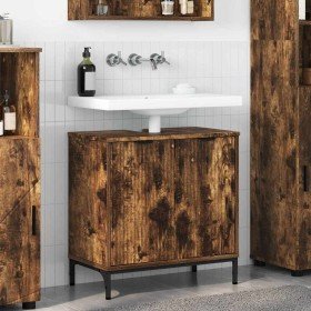 Gabinete de Lavabo para Baño Roble ahumado 60,5 x 33,5 x 61 cm en Tocadores de baño | Comprar online en Foro24