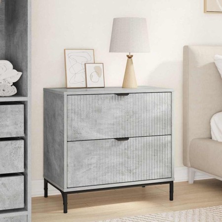 Mesa de Noche con cajón Gris hormigón 63.5 x 36 x 61 cm