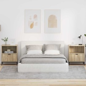 Mesas de noche con cajón 2 pcs Roble Sonoma 49 x 36 x 61 cm