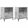 Mesas de noche con cajón 2 pcs Gris hormigón 49 x 36 x 61 cm