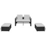 4-teiliges Gartenmöbel-Set und schwarze synthetische Rattankissen von vidaXL, Gartensets - Ref: Foro24-40737, Preis: 278,92 €...