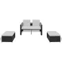Set muebles de jardín 4 piezas y cojines ratán sintético negro de vidaXL, Conjuntos de jardín - Ref: Foro24-40737, Precio: 27...