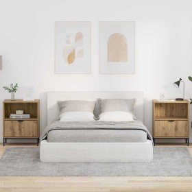 Mesas de noche con cajón 2 pcs Roble artisan 49 x 36 x 61 cm en Mesitas de noche | Comprar online en Foro24