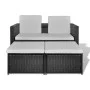Set muebles de jardín 4 piezas y cojines ratán sintético negro de vidaXL, Conjuntos de jardín - Ref: Foro24-40737, Precio: 27...