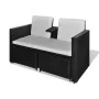 Set muebles de jardín 4 piezas y cojines ratán sintético negro de vidaXL, Conjuntos de jardín - Ref: Foro24-40737, Precio: 27...