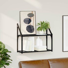 Estante de pared con estante Roble negro 60 x 21 x 51 cm en Estantes y estanterías | Comprar online en Foro24